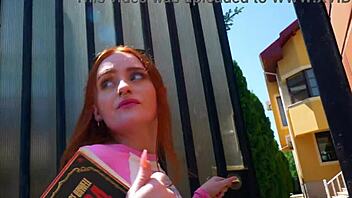 Red-haired petite 18+ slut Pixxxie experiences first DVP with huge black cocks in EKS413