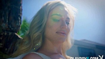 Curvy blonde 18+ teen model Blake Blossom undresses fully nude in solo striptease session