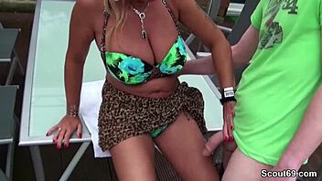 skandal unfolds as milf hooks up with young guy at the garden party