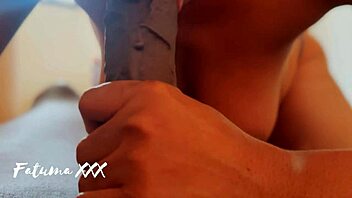 Intimate close-up blowjob from teasing partner with wet lips and deep suction