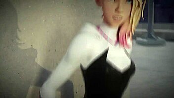 Spiderman and Gwen meet on the roof in an adventurous encounter