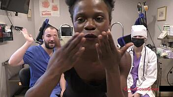 What happens when nurse Rina Arem gives a vibrating patient exam