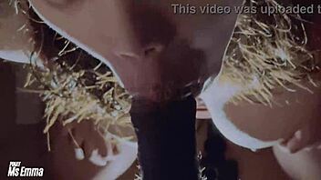 beautiful cheating wife gives close-up blowjob to friend and swallows cum in pov