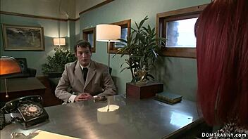 Shemale boss anal fucks redhead auditioner