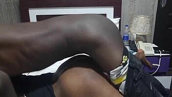 Naughty guy sneaks up on hot ebony house girl for anal doggystyle