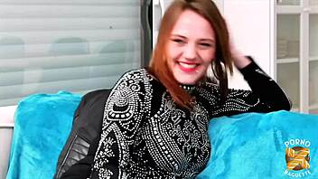 Melany the fiery redhead eagerly takes on two cocks in group fun