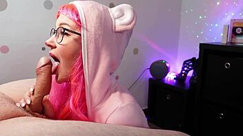 hey wanna watch this petite cosplay girl give a wild blowjob and swallow cum?