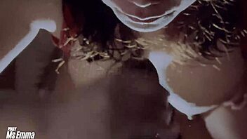 beautiful cheating wife gives close-up blowjob to friend and swallows cum in pov