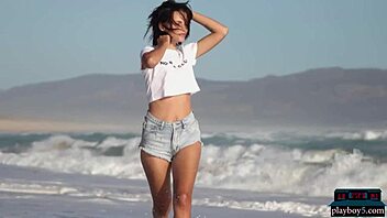 Two petite Ukrainian milf models Ariel and Sofi Ka strip naked outdoors in bikinis