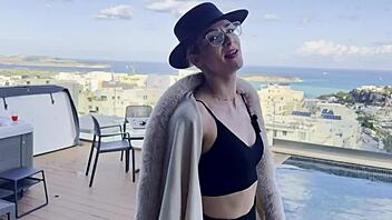 blonde slut daisy teases with outdoor poolside ass worship