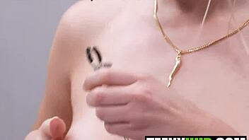 I uh, love how stepmom's nipple clamps feel on Khloe Kapri and Penelope Reed with Ethan Seeks watching.