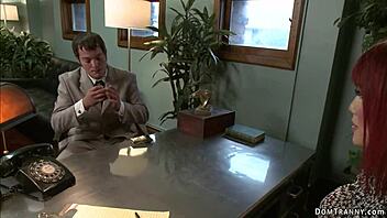 Shemale boss anal fucks redhead auditioner