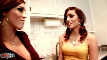 hey girl, wanna lick my pussy like these horny university twins do in the kitchen?