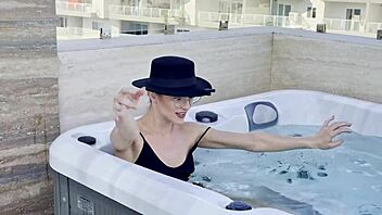 blonde slut daisy teases with outdoor poolside ass worship