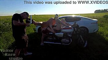 Hot Pearl Takes In Ass Big Cock By Biker - Hard Moto Fuck!