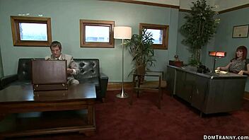 Shemale boss anal fucks redhead auditioner