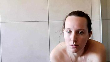 hey, look at this cute girl smoking in the bathroom all skinny and homemade.