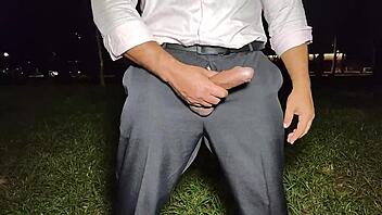 hey yuri gaúcho, that hot brazilian boss got so horny he flashed his monster cock and jerked off outdoors until cumming hard