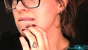 brunette milf in glasses gives whispered dirty talk instructions for jerk off session