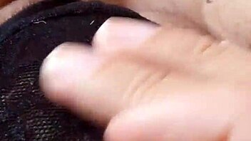 Gretala shows off her pregnancy with a transparent thong in a sensual display.