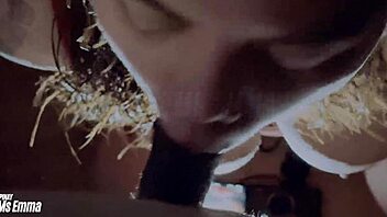 beautiful cheating wife gives close-up blowjob to friend and swallows cum in pov