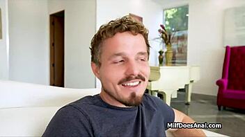 Cheating blonde housewife gets TITTY FUCKED in yoga session