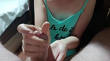 Isn't it hot watching this cute korean brunette give a close-up handjob and suck her neighbor's cock until he cums in her mouth?