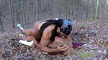 Don Whoe and Nina Rivera Dominate with Rough Outdoor Blowjob and Ebony Sex in Forest