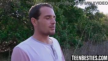 I watched these three teens make their friend pull out his huge cock and fuck them outdoors while camping