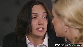 Stepfather and stepmother join in group action with their son's girlfriend and her friend, penetrating and licking that juicy pussy in horny family-style hardcore session