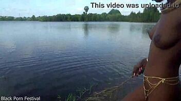 Skinny african village girl struts naked outdoors seeking intense cock action.