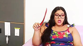 I feel so excited when curvy ebony secretary rides in office with braces