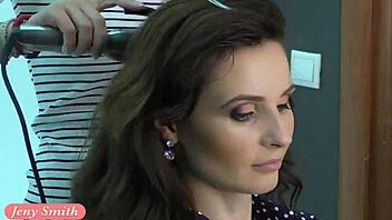 Why not tease in red corset and stockings during this hot photoshoot?