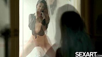 Blonde And Brunette Enjoy Steamy Shower Lesbian Sex With Licking And Fingering