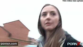 Damn, watch me flash my shaved pussy and skinny body in public lingerie outdoors!