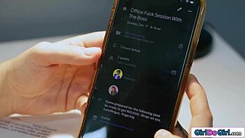 Petite Blonde Secretary Gets Licked and Strapon Fucked by Dominant Brunette Lesbian Boss in Office