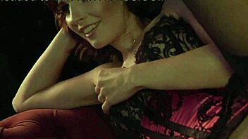 Why not tease in red corset and stockings during this hot photoshoot?