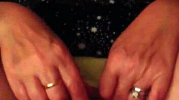 Oh wow, check out this milf in yellow panties getting fingered so intensely!