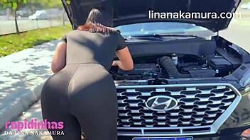 Vroča Azijatka ulovljena pri uličnem seksu z velikim ritom - Lina Nakamura in John Coffee