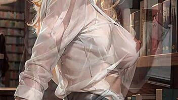 Hey blonde librarian, why are you flashing that upskirt pussy outdoors?