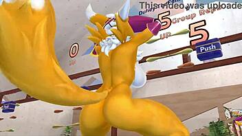 Renamon Furry Stretches in Solo Workout Video