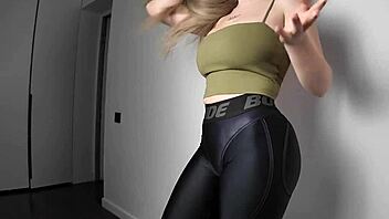 uh i m fuckin my curvy girlfriend in tight gym leggings after her sweaty workout creampie oh yes