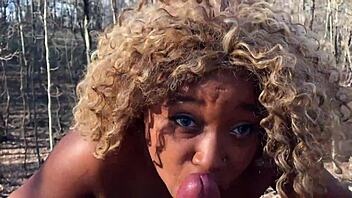 Don Whoe and Nina Rivera Dominate with Rough Outdoor Blowjob and Ebony Sex in Forest