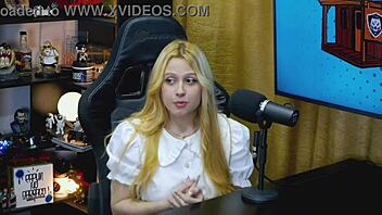 Blonde Brazilian teen tries first-time public sex with dirty talk and close-ups during casting interview.