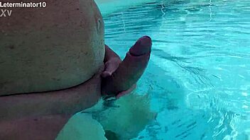 Intense Solo Handjob Action In The Pool Continues!