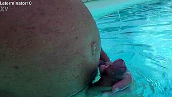 Intense Solo Handjob Action In The Pool Continues!