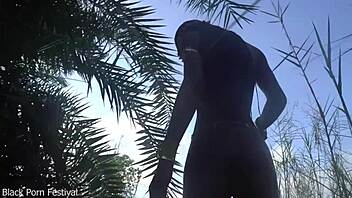 Skinny african village girl struts naked outdoors seeking intense cock action.