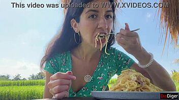 Oh Wow, Cumwalk In Public Cafe While Eating Pasta Carbonara With Fresh Sperm All Over My Face!