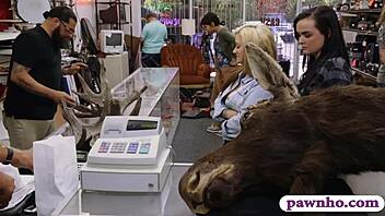 Why do couple lesbians get pounded by pawn keeper in hidden storage room