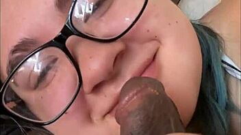 She prepares eagerly for dick and cum mouthful on sheer